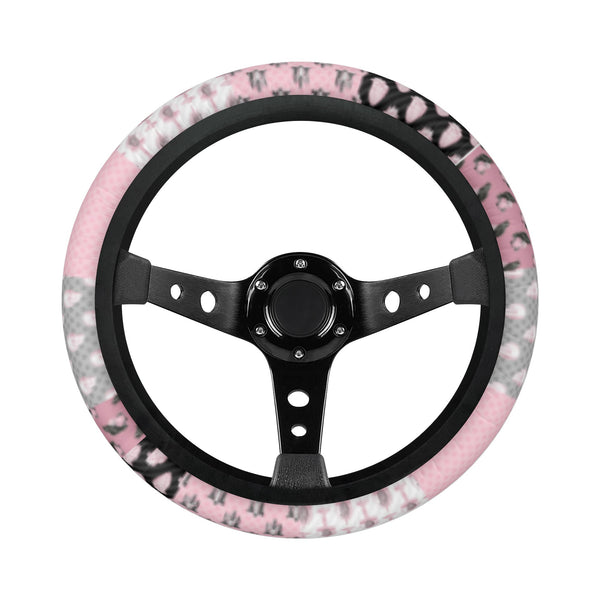 Car Accessories | Steering Wheel Cover | Universal Snug Fit | Wheel Wrap/Protector | Halloween-themed-Pastel Goth Checkered
