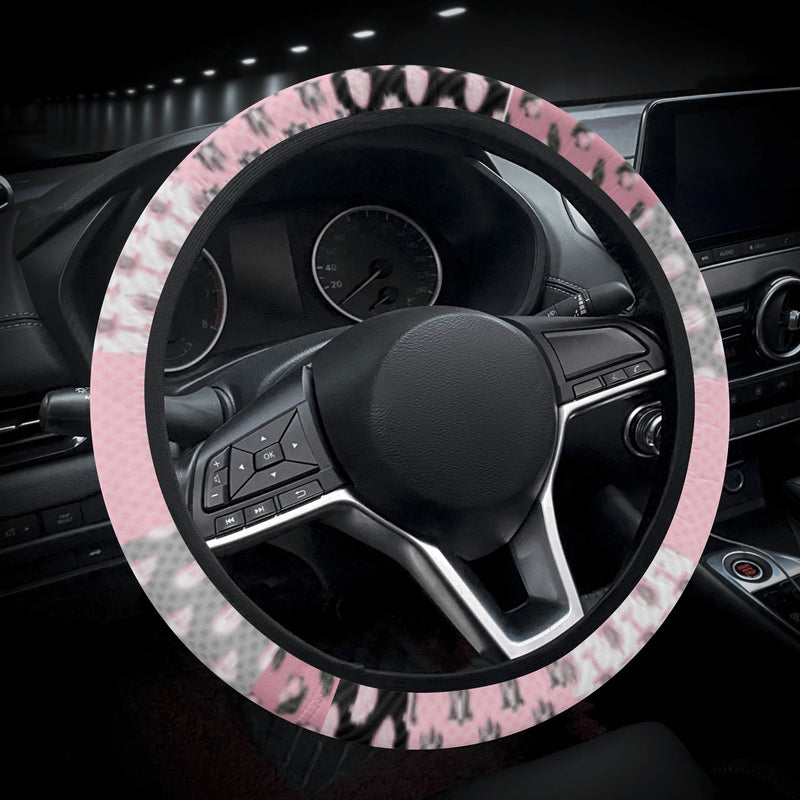 Car Accessories | Steering Wheel Cover | Universal Snug Fit | Wheel Wrap/Protector | Halloween-themed-Pastel Goth Checkered