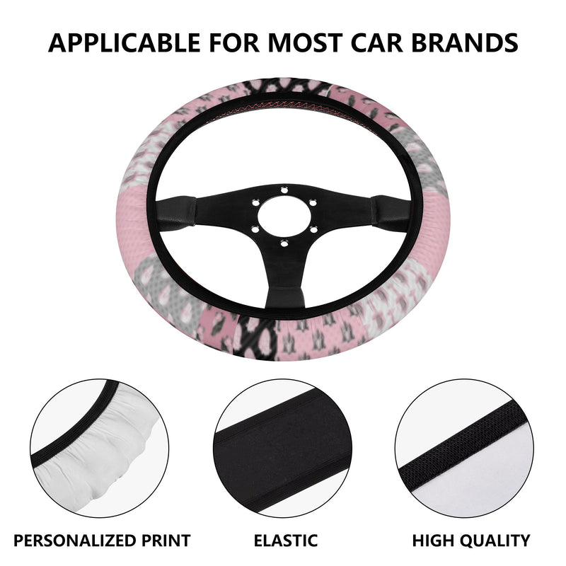 Car Accessories | Steering Wheel Cover | Universal Snug Fit | Wheel Wrap/Protector | Halloween-themed-Pastel Goth Checkered