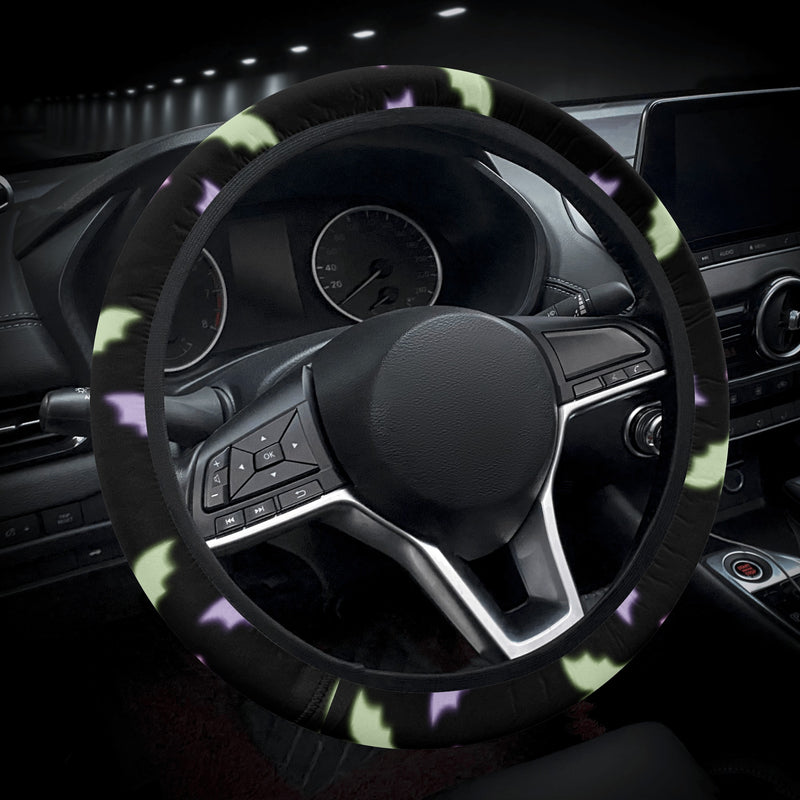 Car Accessories | Steering Wheel Cover | Universal Snug Fit | Wheel Wrap/Protector | Halloween-themed-Pastel Goth Bats