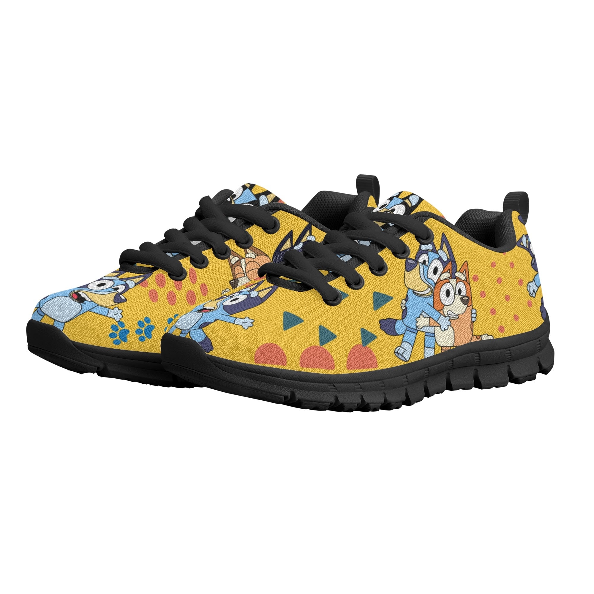 Kids Running Shoes. Back to School Kids Sneakers. Unisex Childrens Running Trainers-Cute Blue Heelers in Yellow