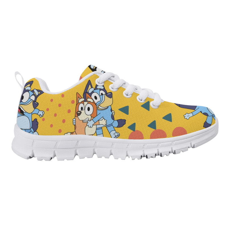 Kids Running Shoes. Back to School Kids Sneakers. Unisex Childrens Running Trainers-Cute Blue Heelers in Yellow