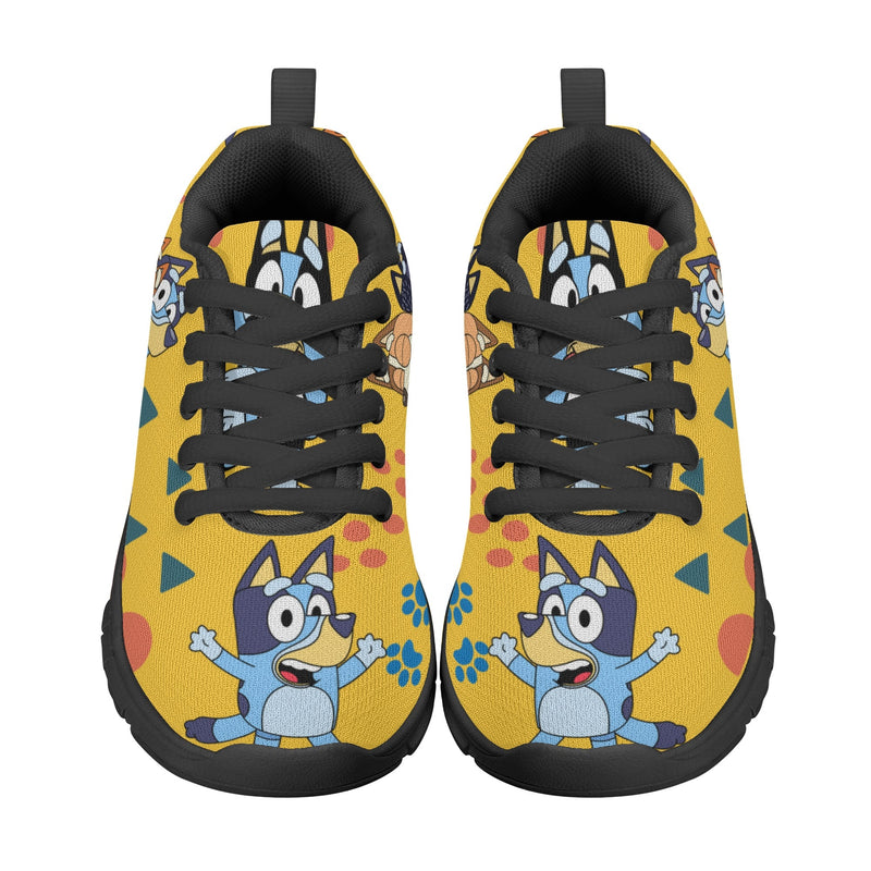 Kids Running Shoes. Back to School Kids Sneakers. Unisex Childrens Running Trainers-Cute Blue Heelers in Yellow