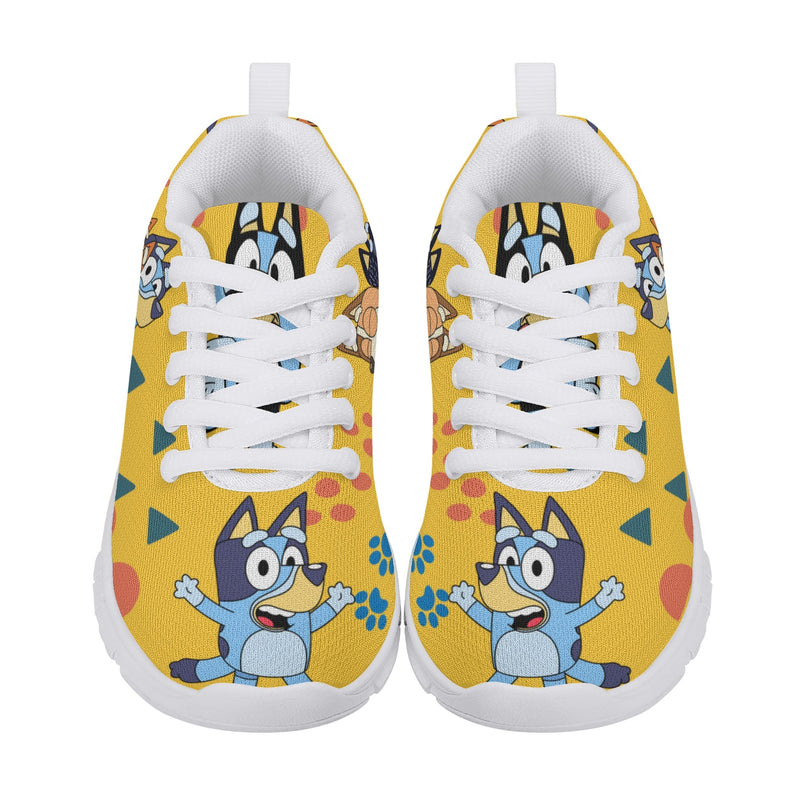 Kids Running Shoes. Back to School Kids Sneakers. Unisex Childrens Running Trainers-Cute Blue Heelers in Yellow