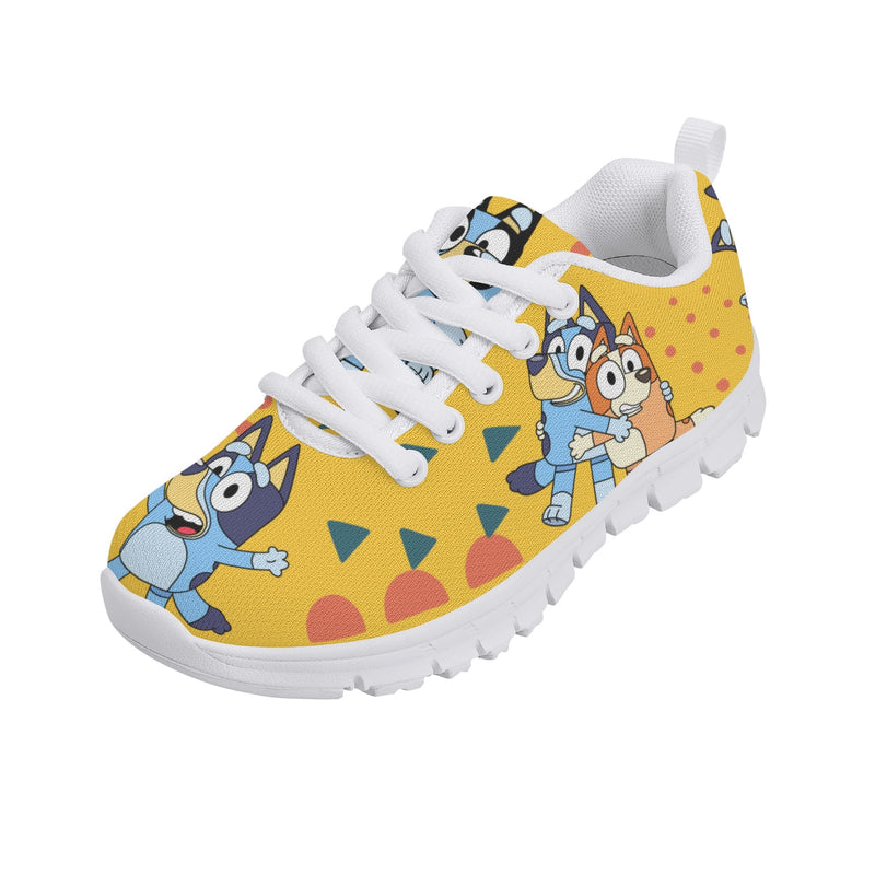 Kids Running Shoes. Back to School Kids Sneakers. Unisex Childrens Running Trainers-Cute Blue Heelers in Yellow