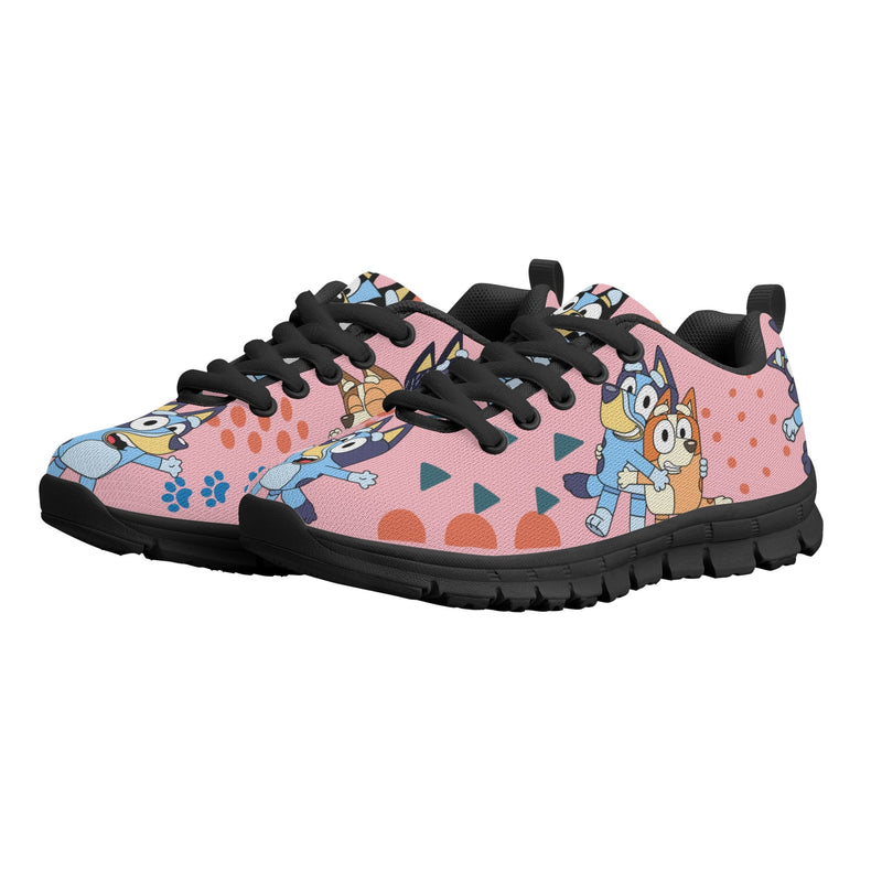 Kids Running Shoes. Back to School Kids Sneakers. Unisex Childrens Running Trainers-Cute Blue Heelers in Pink