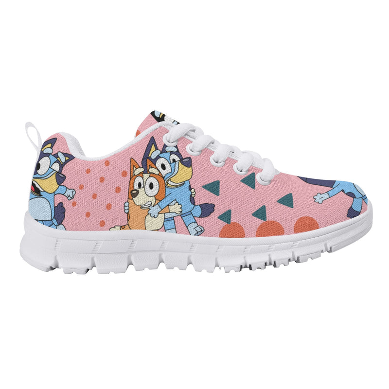 Kids Running Shoes. Back to School Kids Sneakers. Unisex Childrens Running Trainers-Cute Blue Heelers in Pink