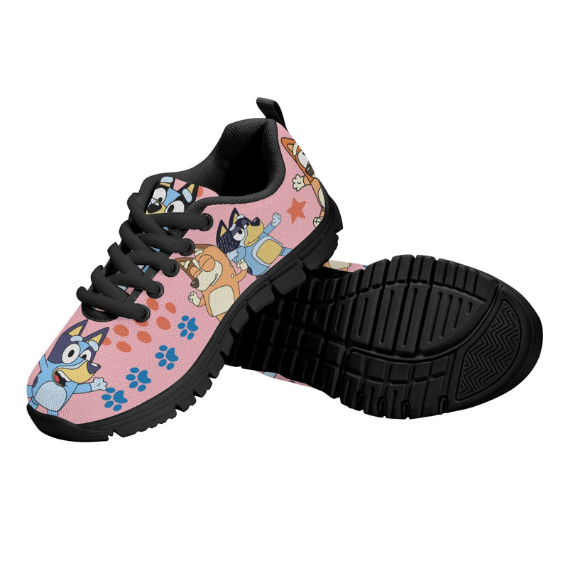 Kids Running Shoes. Back to School Kids Sneakers. Unisex Childrens Running Trainers-Cute Blue Heelers in Pink