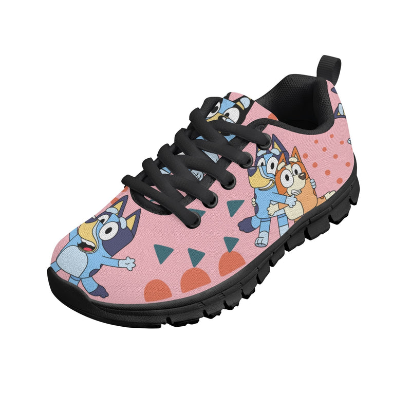 Kids Running Shoes. Back to School Kids Sneakers. Unisex Childrens Running Trainers-Cute Blue Heelers in Pink