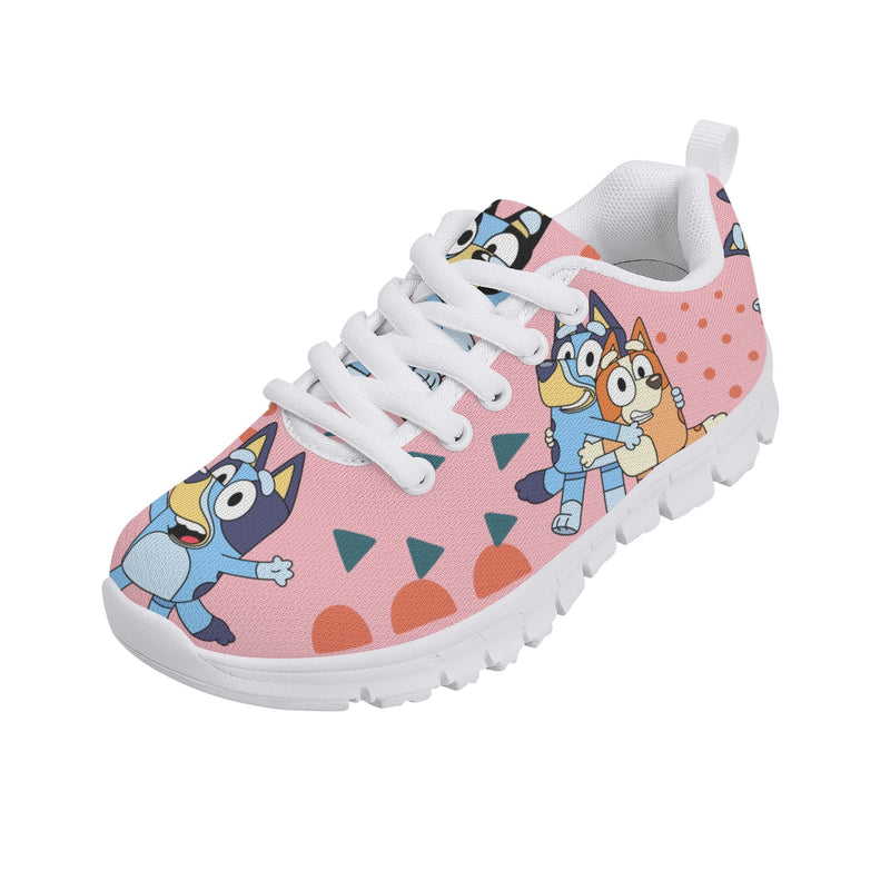 Kids Running Shoes. Back to School Kids Sneakers. Unisex Childrens Running Trainers-Cute Blue Heelers in Pink