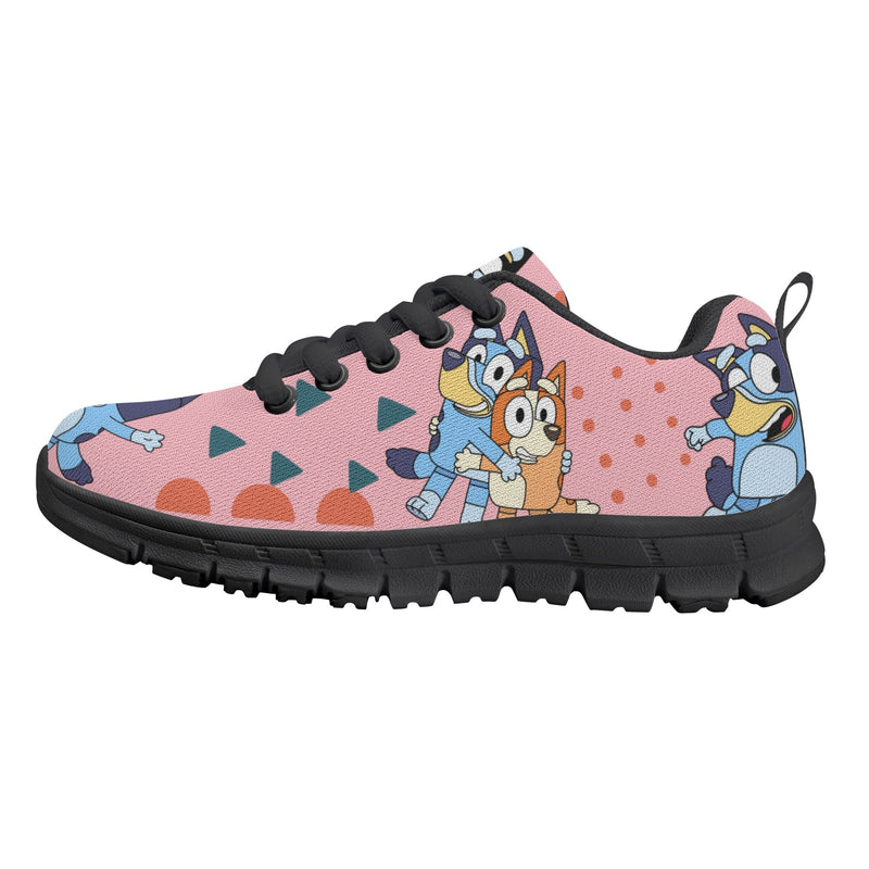 Kids Running Shoes. Back to School Kids Sneakers. Unisex Childrens Running Trainers-Cute Blue Heelers in Pink