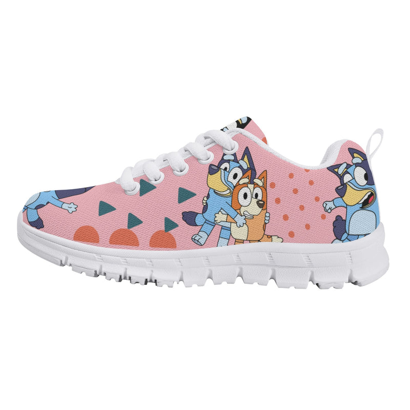 Kids Running Shoes. Back to School Kids Sneakers. Unisex Childrens Running Trainers-Cute Blue Heelers in Pink