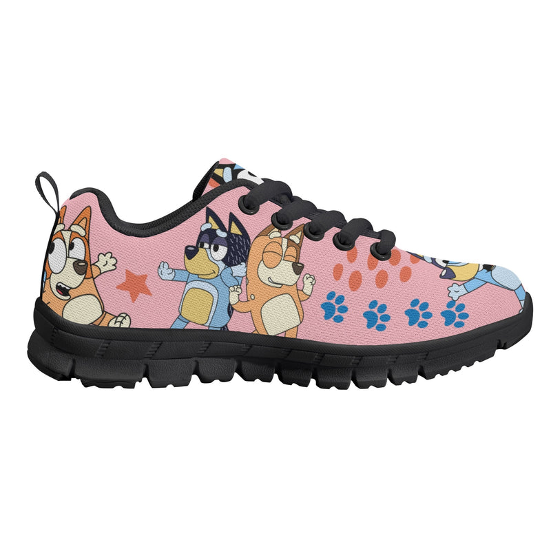 Kids Running Shoes. Back to School Kids Sneakers. Unisex Childrens Running Trainers-Cute Blue Heelers in Pink