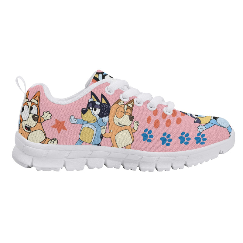 Kids Running Shoes. Back to School Kids Sneakers. Unisex Childrens Running Trainers-Cute Blue Heelers in Pink