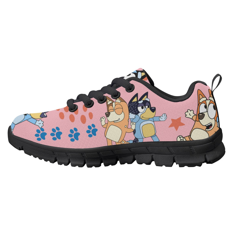 Kids Running Shoes. Back to School Kids Sneakers. Unisex Childrens Running Trainers-Cute Blue Heelers in Pink