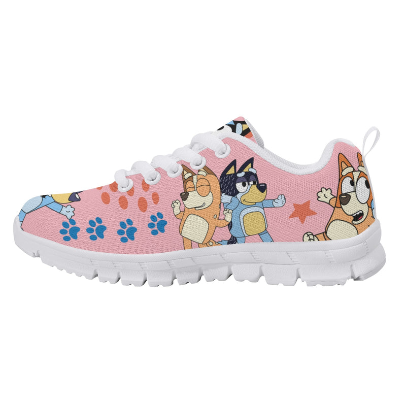 Kids Running Shoes. Back to School Kids Sneakers. Unisex Childrens Running Trainers-Cute Blue Heelers in Pink