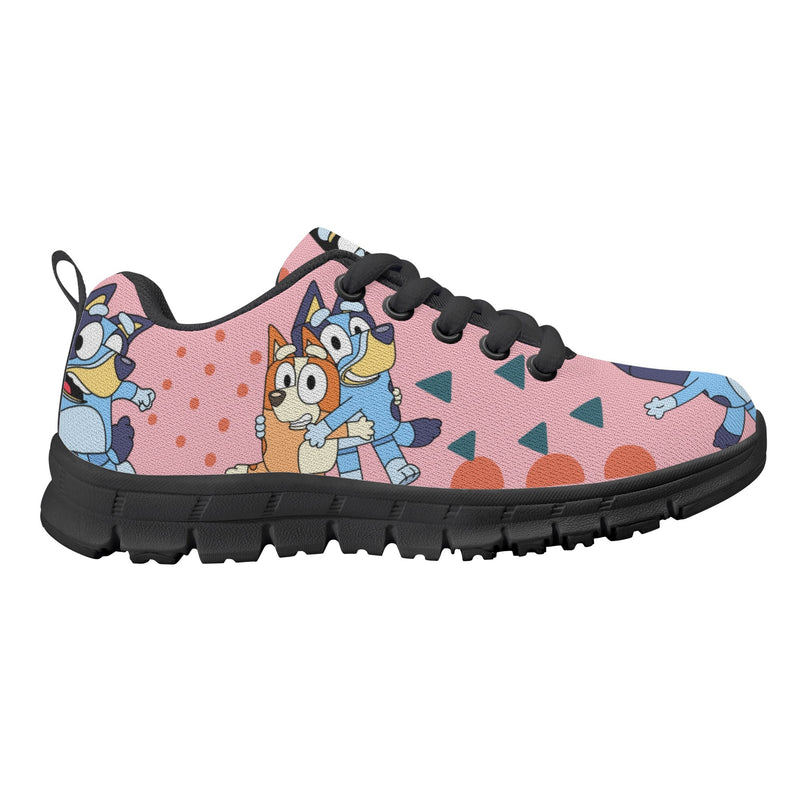 Kids Running Shoes. Back to School Kids Sneakers. Unisex Childrens Running Trainers-Cute Blue Heelers in Pink