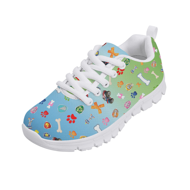 Kids Running Shoes | Back to School Kids Sneakers | Unisex Children's Running Trainers | Paw and Bone Gradient Pattern