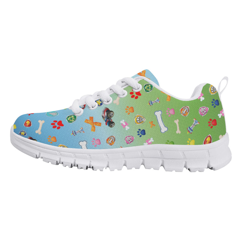 Kids Running Shoes | Back to School Kids Sneakers | Unisex Children's Running Trainers | Paw and Bone Gradient Pattern