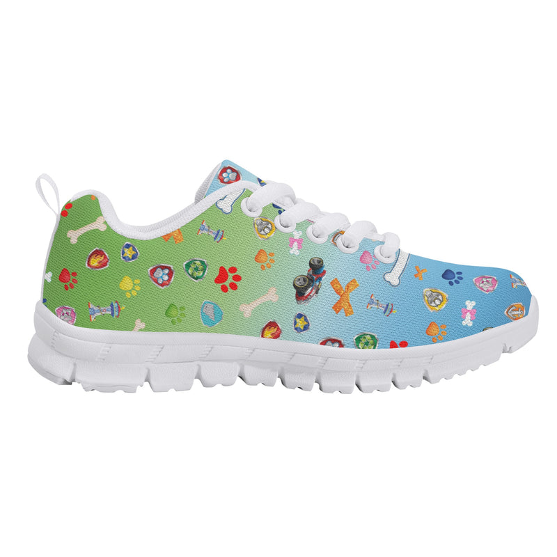 Kids Running Shoes | Back to School Kids Sneakers | Unisex Children's Running Trainers | Paw and Bone Gradient Pattern