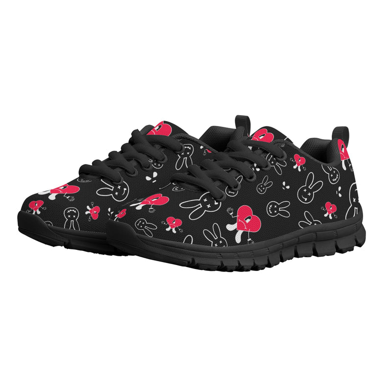 Kids Running Shoes | Back to School Kids Sneakers | Unisex Childrens Trainers | Cute Bunny and Hearts