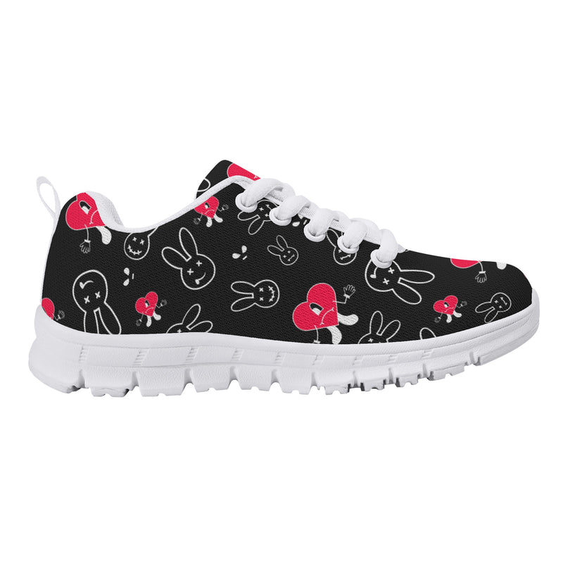 Kids Running Shoes | Back to School Kids Sneakers | Unisex Childrens Trainers | Cute Bunny and Hearts