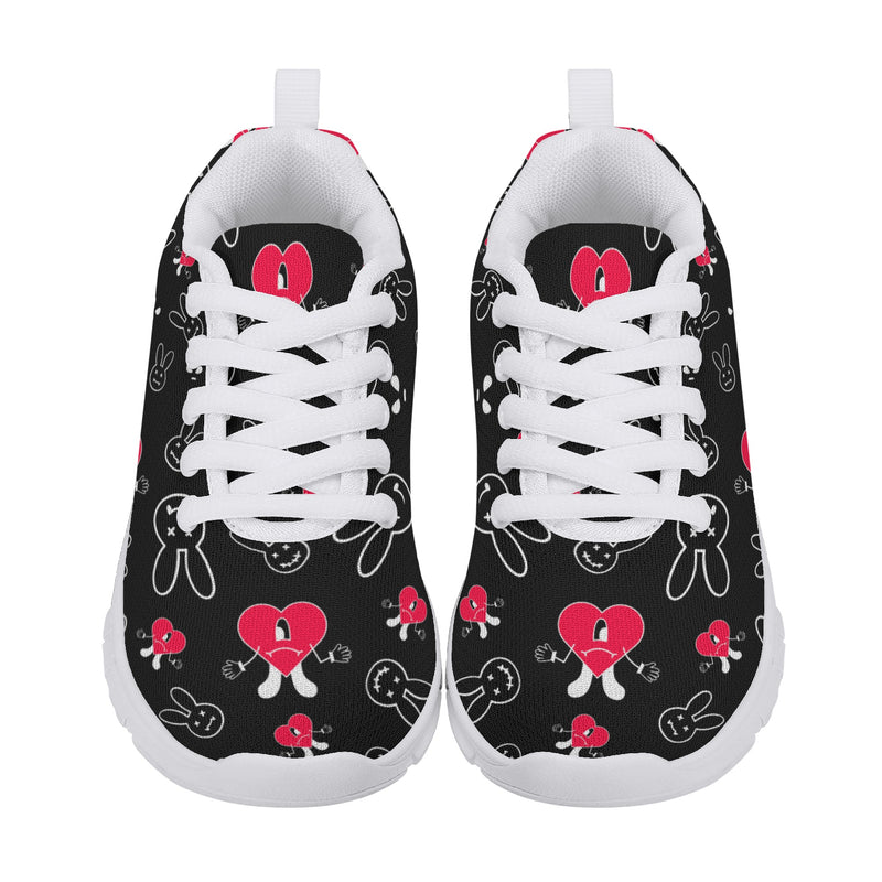 Kids Running Shoes | Back to School Kids Sneakers | Unisex Childrens Trainers | Cute Bunny and Hearts