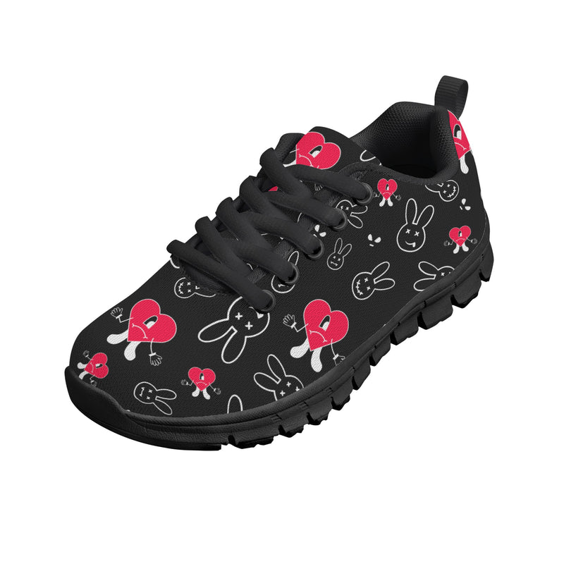 Kids Running Shoes | Back to School Kids Sneakers | Unisex Childrens Trainers | Cute Bunny and Hearts