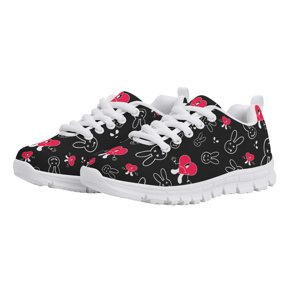 Kids Running Shoes | Back to School Kids Sneakers | Unisex Childrens Trainers | Cute Bunny and Hearts