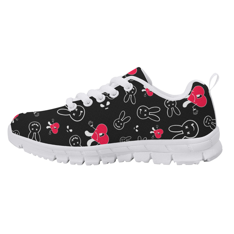 Kids Running Shoes | Back to School Kids Sneakers | Unisex Childrens Trainers | Cute Bunny and Hearts