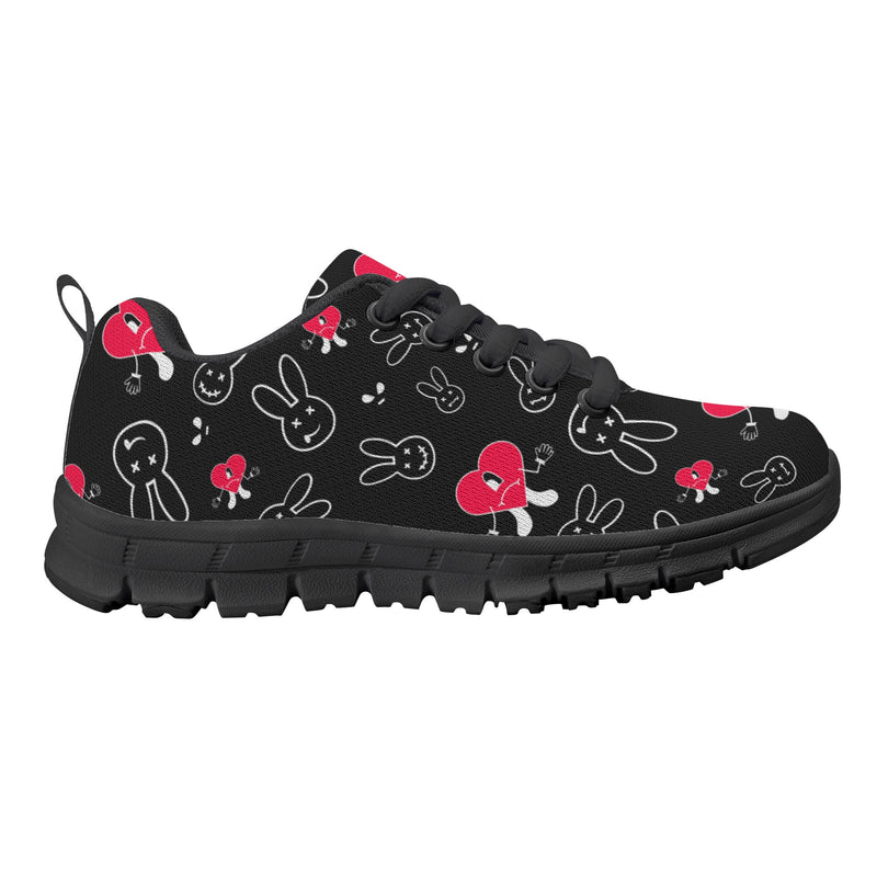 Kids Running Shoes | Back to School Kids Sneakers | Unisex Childrens Trainers | Cute Bunny and Hearts