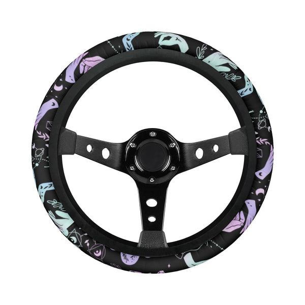 Car Accessories | Steering Wheel Cover | Universal Snug Fit | Wheel Wrap/Protector | Halloween-themed-Witchy Crystal Ball