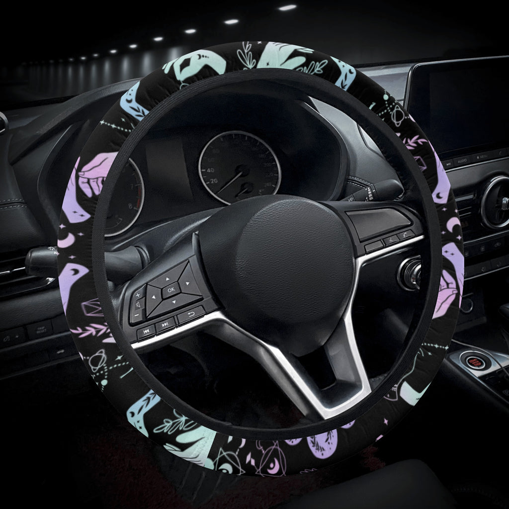Car Accessories | Steering Wheel Cover | Universal Snug Fit | Wheel Wrap/Protector | Halloween-themed-Witchy Crystal Ball