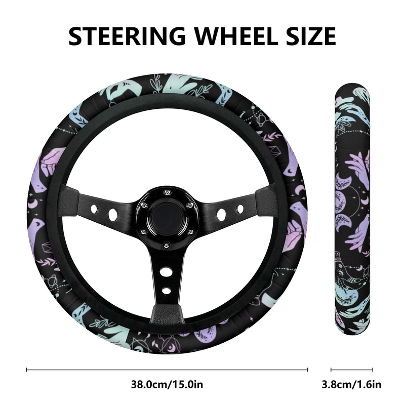 Car Accessories | Steering Wheel Cover | Universal Snug Fit | Wheel Wrap/Protector | Halloween-themed-Witchy Crystal Ball