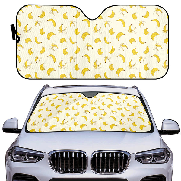 Car Decor | Pastel Auto Sun Shade | Vehicle Windshield | Trendy Car Interiors | Yellow Banana