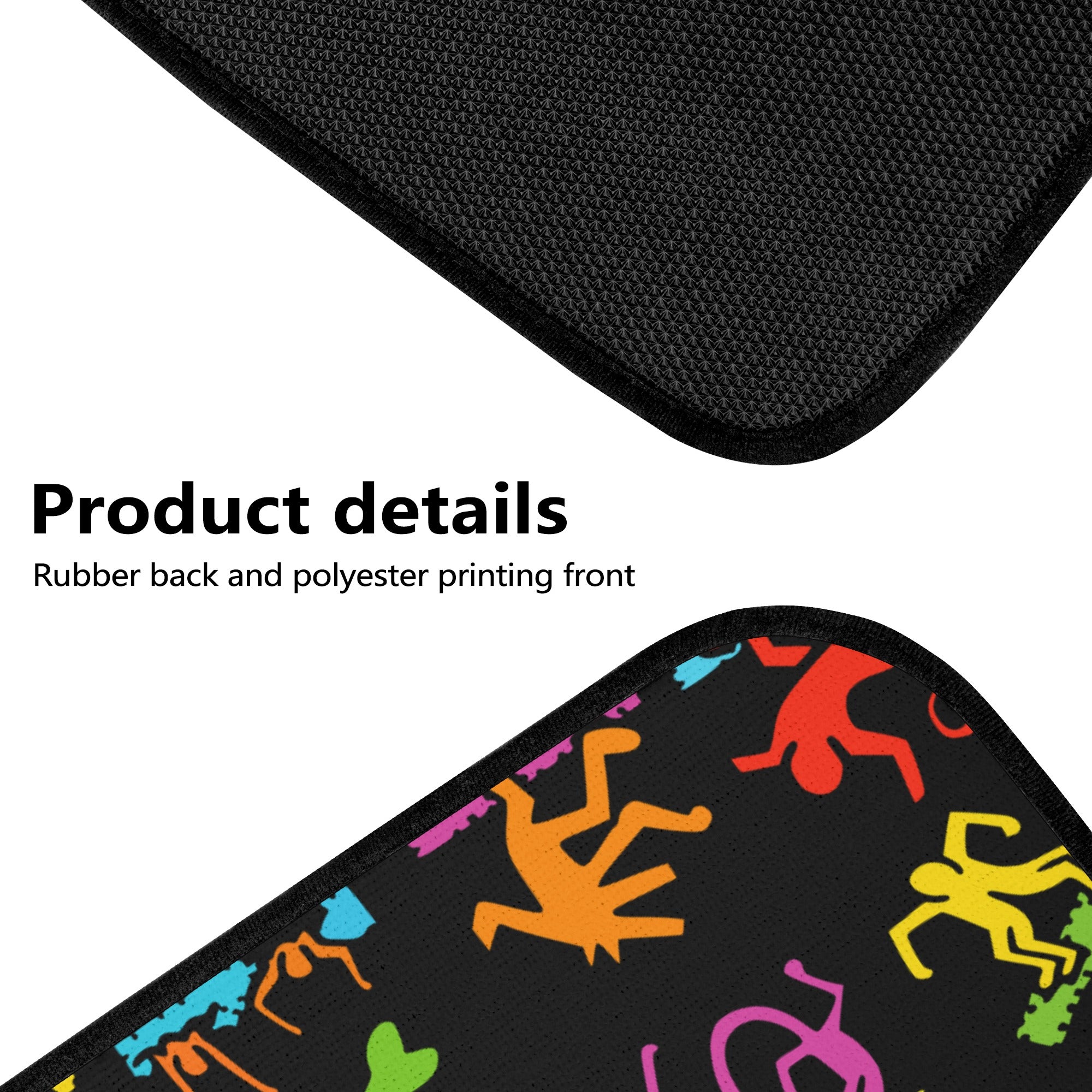 Car Floor Mats | Set of 4 | Universal size | All Weather proof | Affordable | Washable-Colorful Haring Style