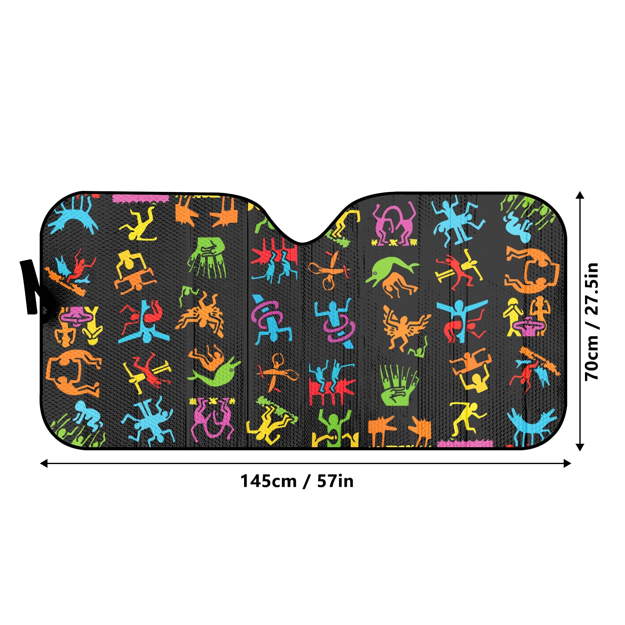 Car Decor | Pastel Goth Auto Sun Shade | Vehicle Windshield | Halloween Car Interiors | Multicolored Haring style