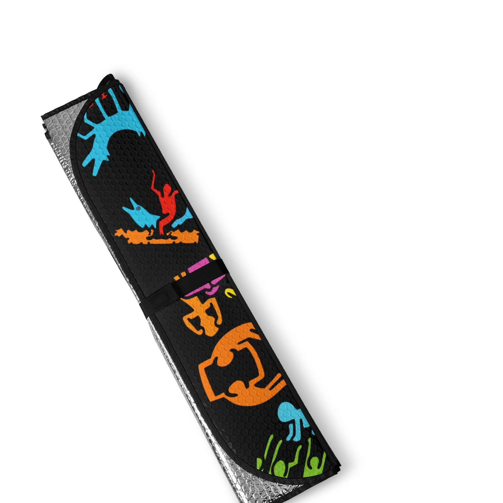 Car Decor | Pastel Goth Auto Sun Shade | Vehicle Windshield | Halloween Car Interiors | Multicolored Haring style