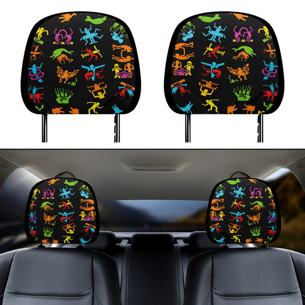 Headrest Cover for Cars | Universal fit | Trendy Designs on Auto Headrest slipcover - Haring style