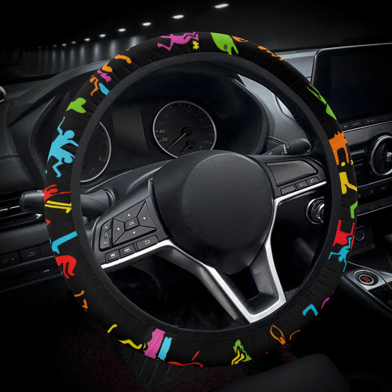 Car Accessories | Steering Wheel Cover | Universal Snug Fit | Wheel Wrap/Protector | Abstract Art- Haring Style