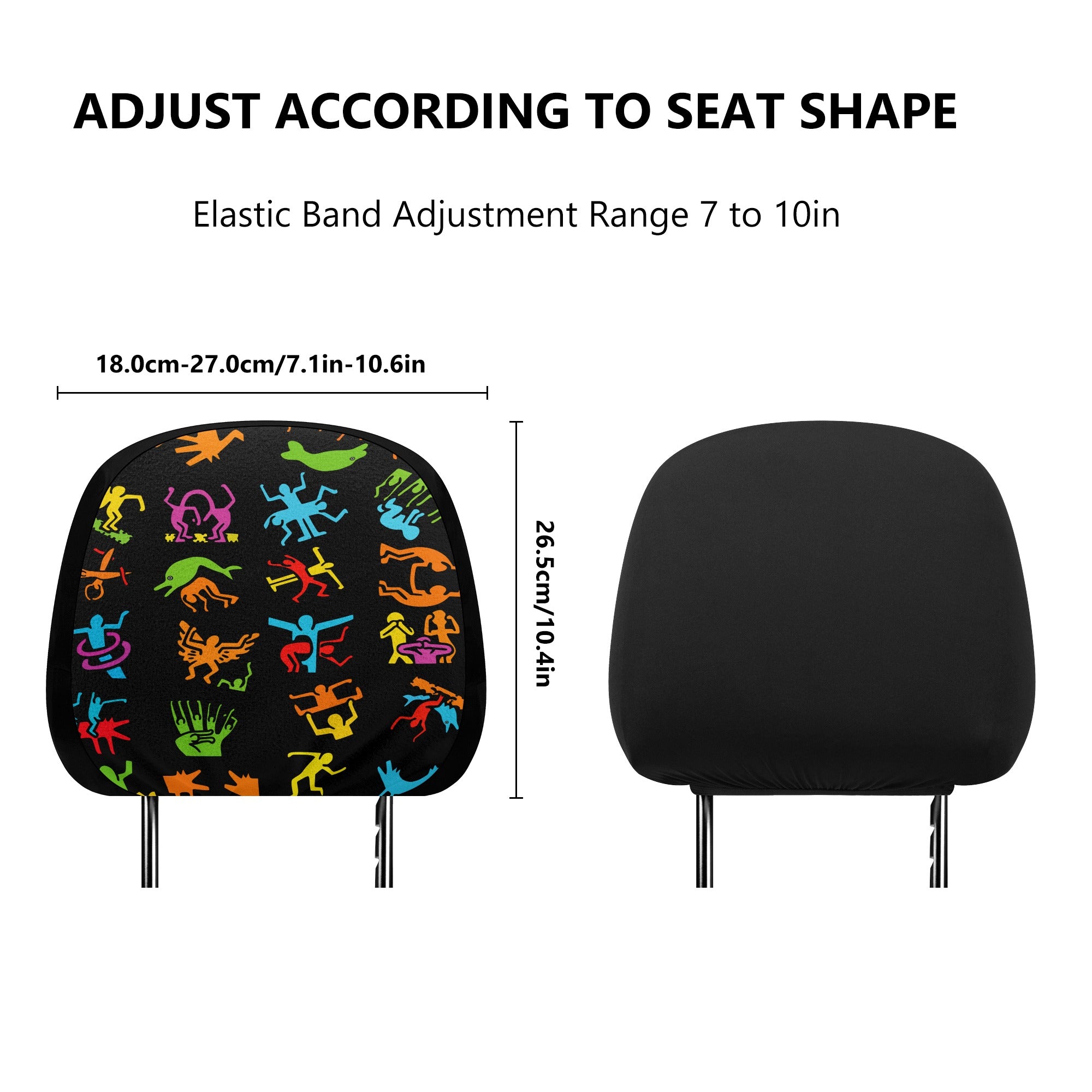 Headrest Cover for Cars | Universal fit | Trendy Designs on Auto Headrest slipcover - Haring style