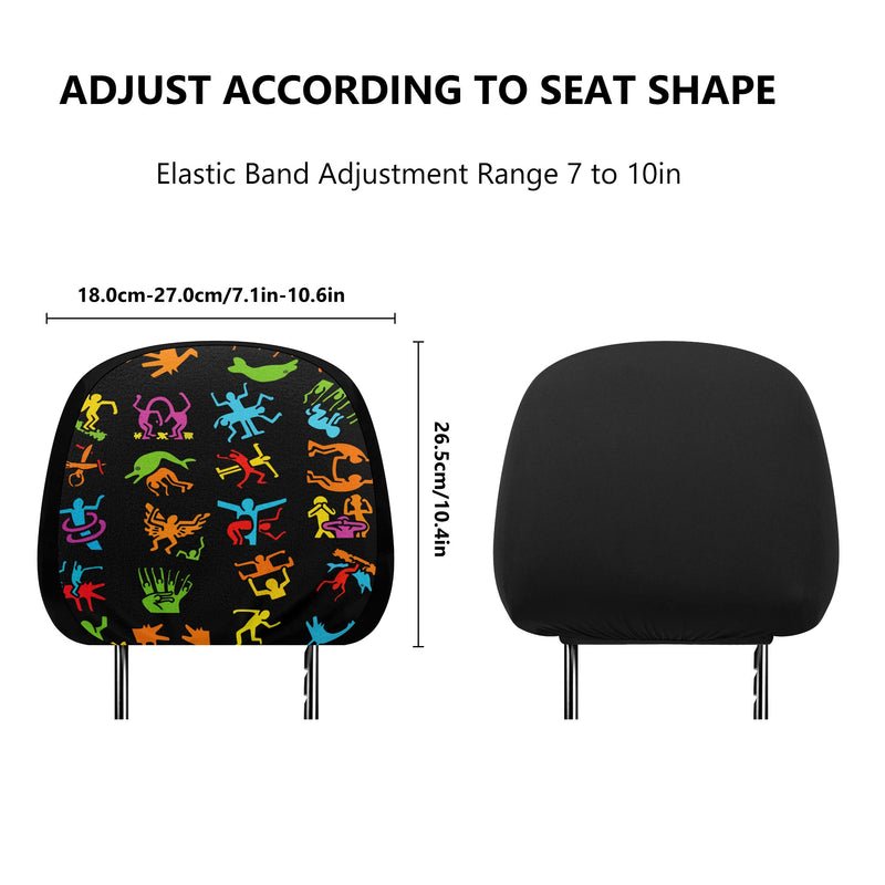 Headrest Cover for Cars | Universal fit | Trendy Designs on Auto Headrest slipcover - Haring style