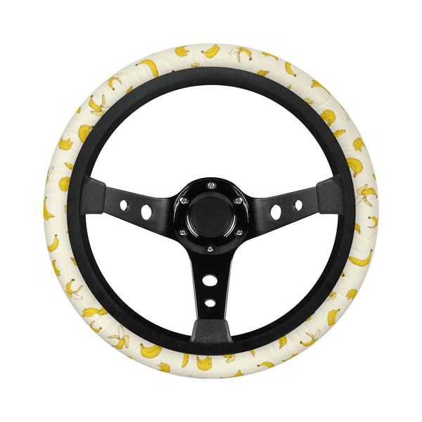 Car Accessories | Steering Wheel Cover | Universal Snug Fit | Wheel Wrap/Protector | Fun Yellow Bananas