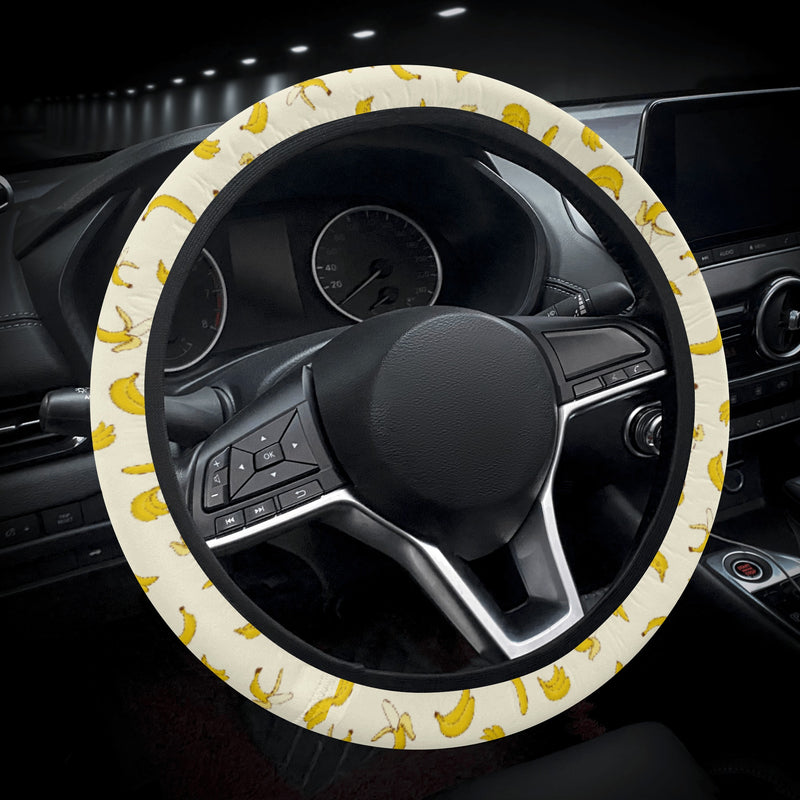 Car Accessories | Steering Wheel Cover | Universal Snug Fit | Wheel Wrap/Protector | Fun Yellow Bananas