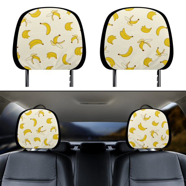 Headrest Cover for Cars | Universal fit | Trendy Designs on Auto Headrest slipcover - Bananas Pattern