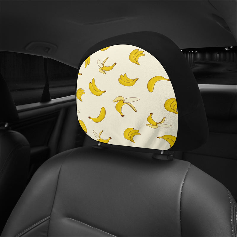 Headrest Cover for Cars | Universal fit | Trendy Designs on Auto Headrest slipcover - Bananas Pattern