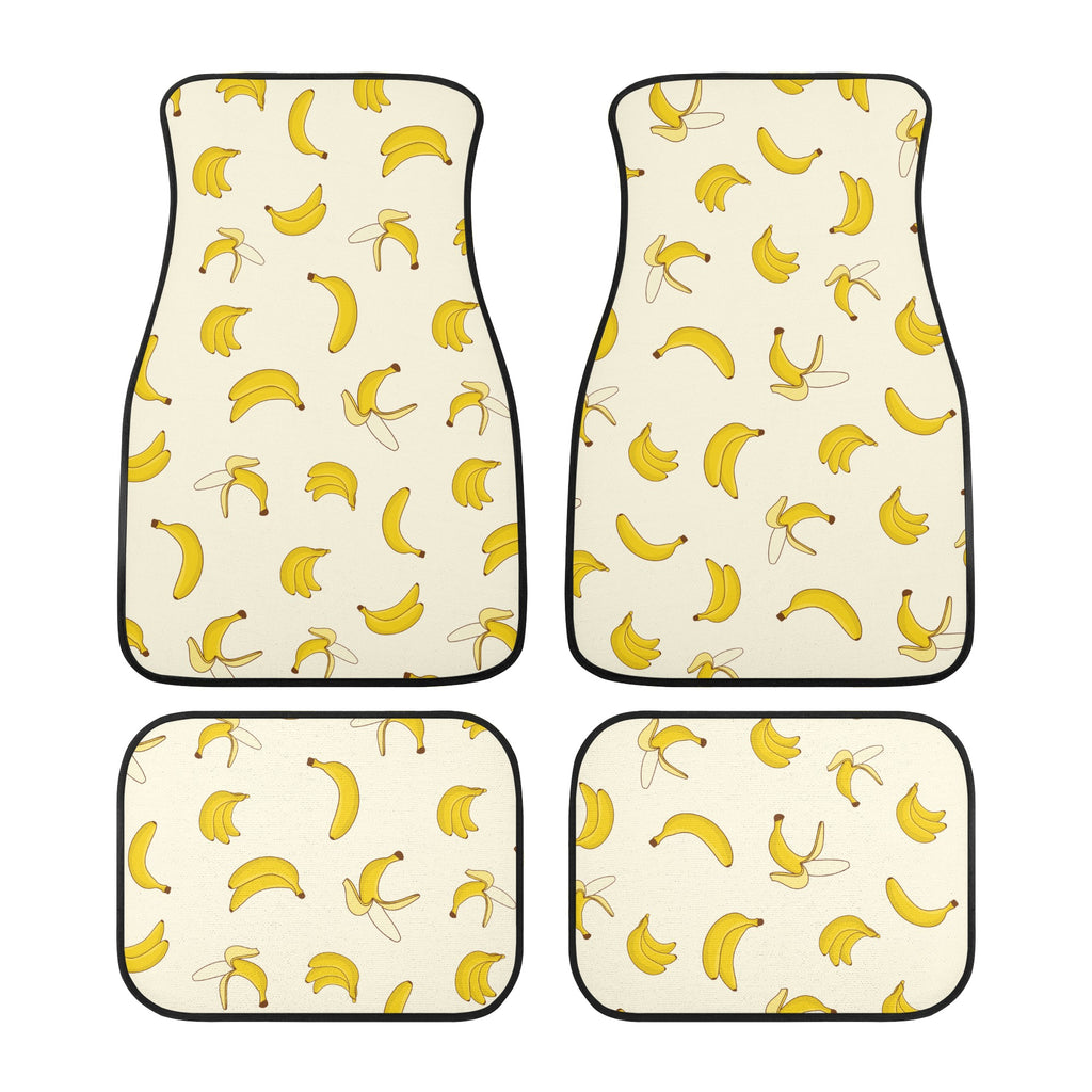 Car Floor Mats | Set of 4 | Universal size | All Weather proof | Affordable | Washable- Cute Banana Pattern