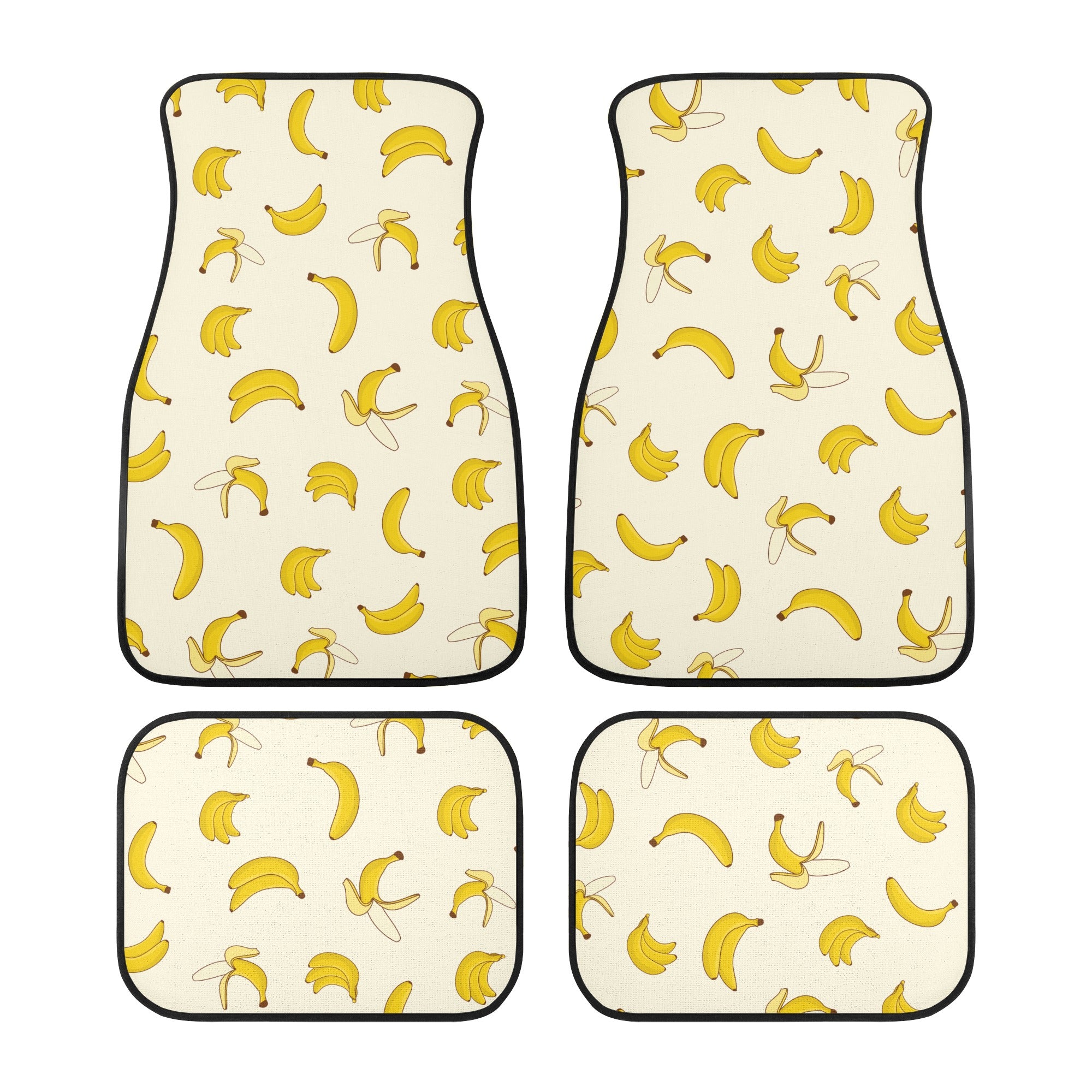 Car Floor Mats | Set of 4 | Universal size | All Weather proof | Affordable | Washable- Cute Banana Pattern