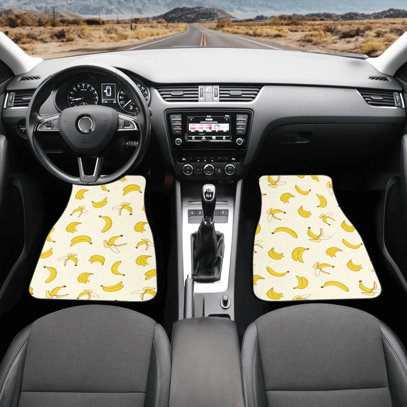 Car Floor Mats | Set of 4 | Universal size | All Weather proof | Affordable | Washable- Cute Banana Pattern