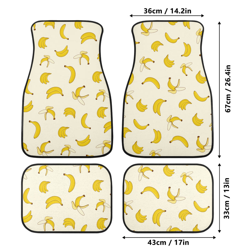 Car Floor Mats | Set of 4 | Universal size | All Weather proof | Affordable | Washable- Cute Banana Pattern